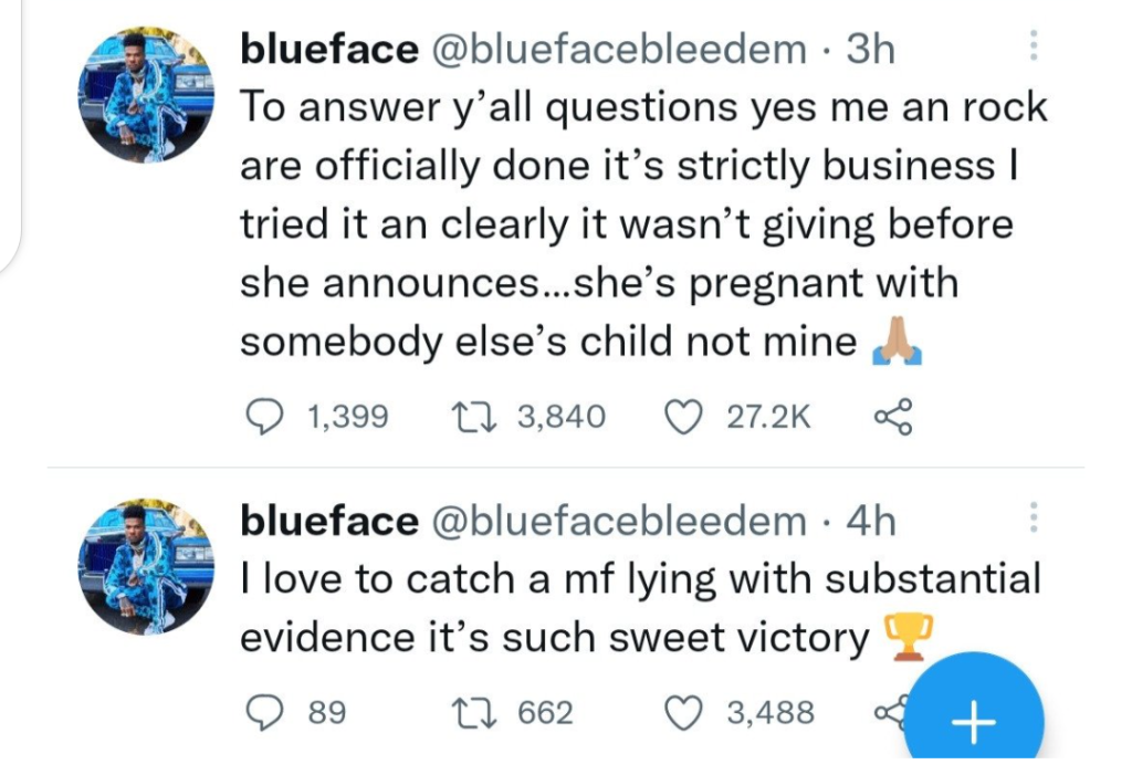 "Baby Not Mine, I Want DNA Test" - Blueface Tells Girlfriend, Chrisean Rock As She Announces Pregnancy