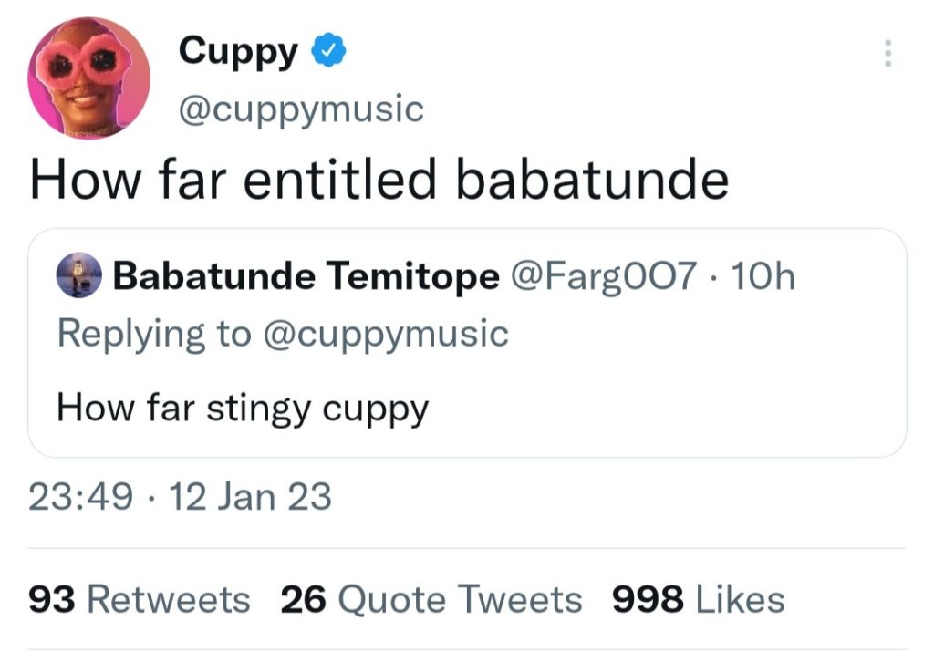 DJ Cuppy Replies 'Entitled Follower' Who Called Her Stingy