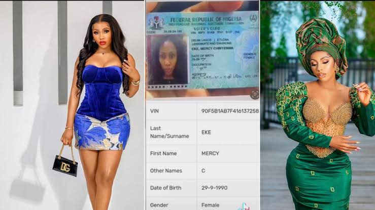 Mercy Eke Exposed As Her Voters Card Reveals She’s 32 Years, Not 29 As She Claims