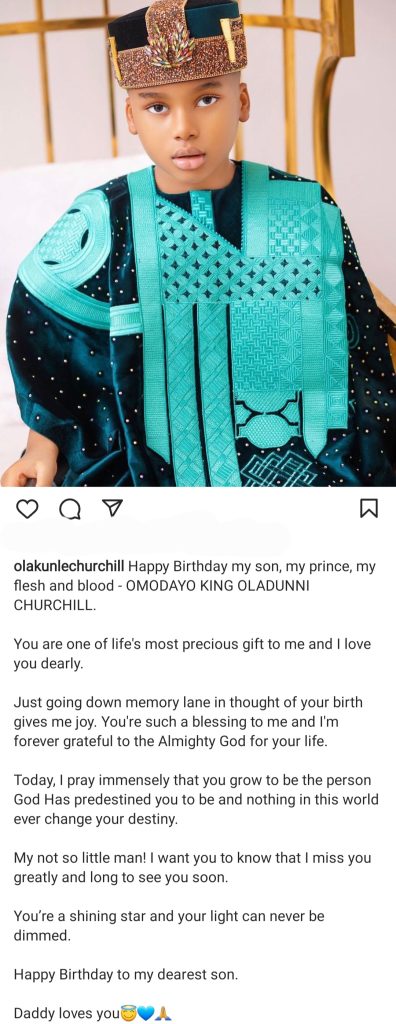 "I Miss You Greatly And Long To See You" - Churchill Olakunle Celebrates His Son With Tonto Dikeh