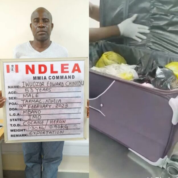 NDLEA Apprehends Europe-Bound Nigerian Man With Cocaine And Heroin Concealed In His Travelling Bag (Video)