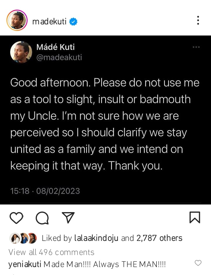 Seun Kuti: "Don't Use Me To Insult And Badmouth My Uncle" - Made Kuti Slams Peter Okoye