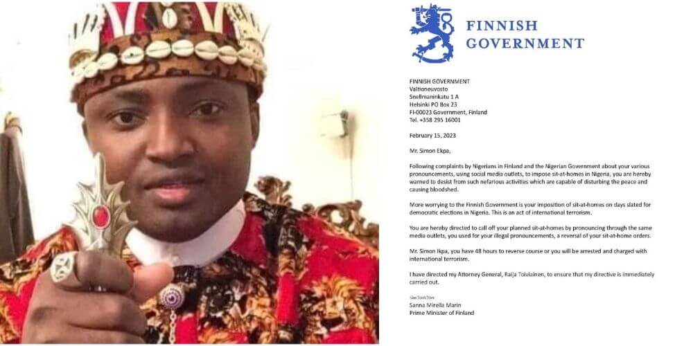 Simon Ekpa Reacts As Finnish Govt Threatens To Arrest And Charge Him With International Terrorism