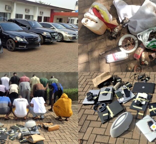 EFCC Arrests 23 Suspected ‘Yahoo Boys’, Recovers Six Exotic Cars, 43 Phones, Laptops, Charms