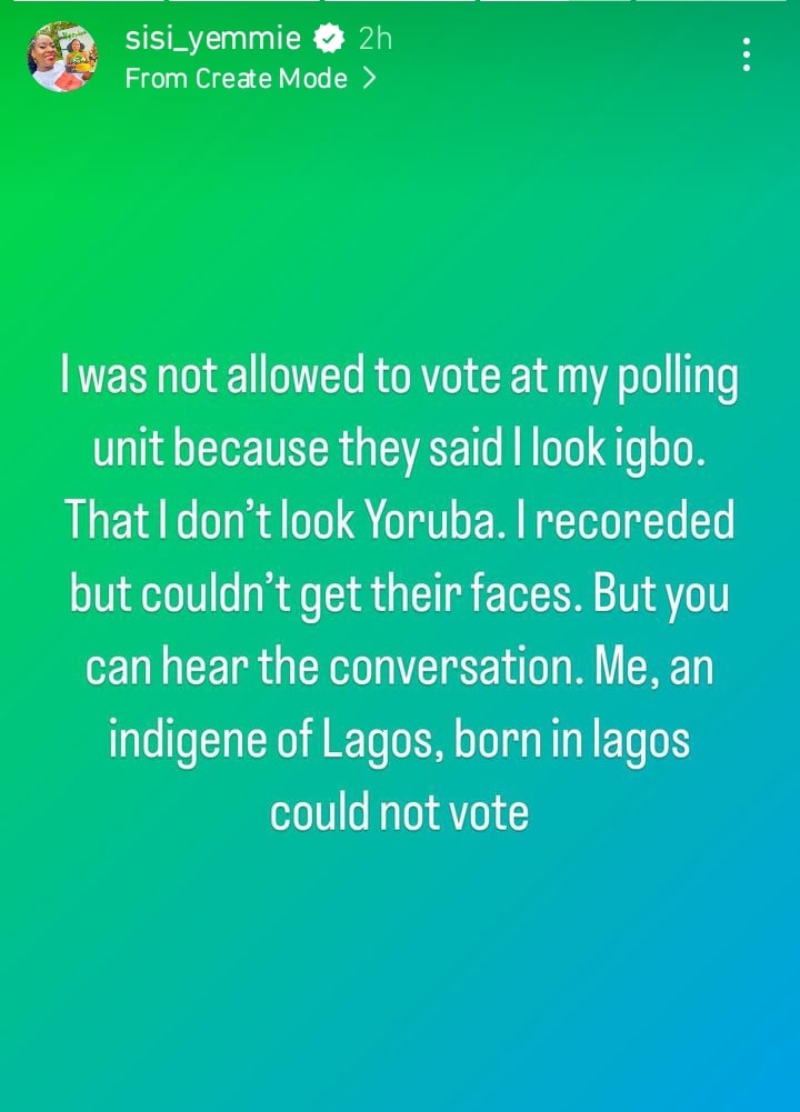 #NigeriaDecides2023: Sisi Yemmie And Husband Not Allowed To Vote In Lagos Because They Look Like Igbo [Video]