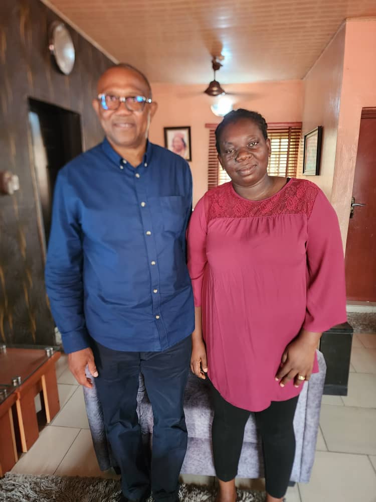 Peter Obi Visits Woman, Jennifer Efidi Attacked By Thugs On Election Day In Lagos [Photos]