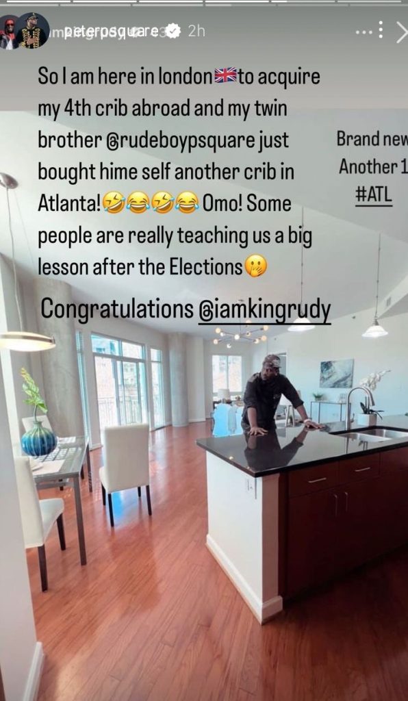 Peter Okoye Reacts To Paul's New Home In US, Reveals He Wants To Acquire His 4th House In UK