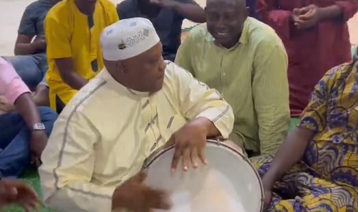 Trending Video Of Osun State Governor, Adeleke Beating The Drum And Entertaining Supporters