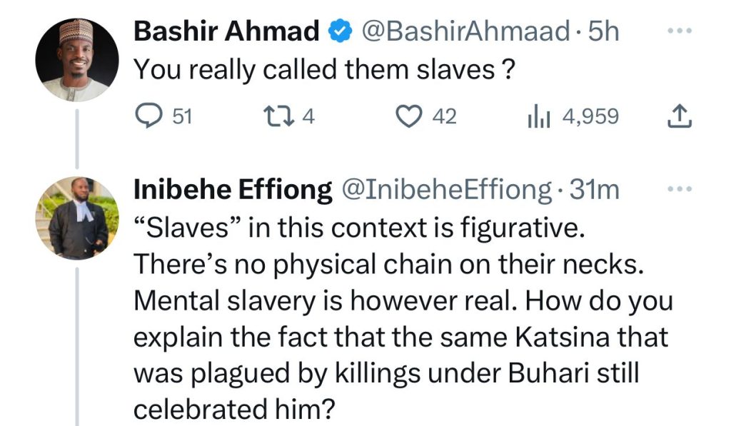 Bashir Ahmad Reacts After Inibehe Effiong Called Katsina Residents "Slaves" For Celebrating Buhari