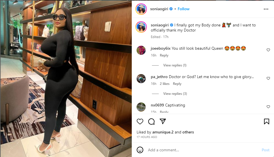 “I Finally Got My Body Done” – Sonia Ogiri Thanks Her Man For Supporting Her Surgery