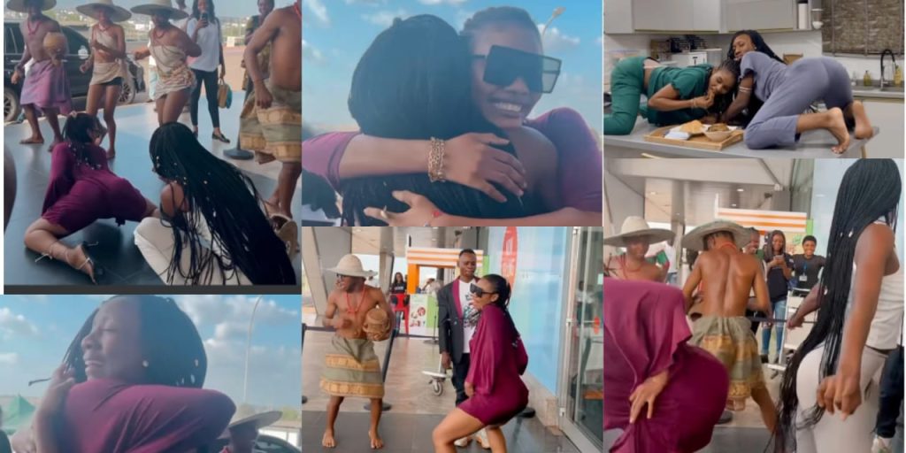 Nigerians Reacts As Janemena Welcomes Korra Obidi At Asaba Airport With Dancers [Video]