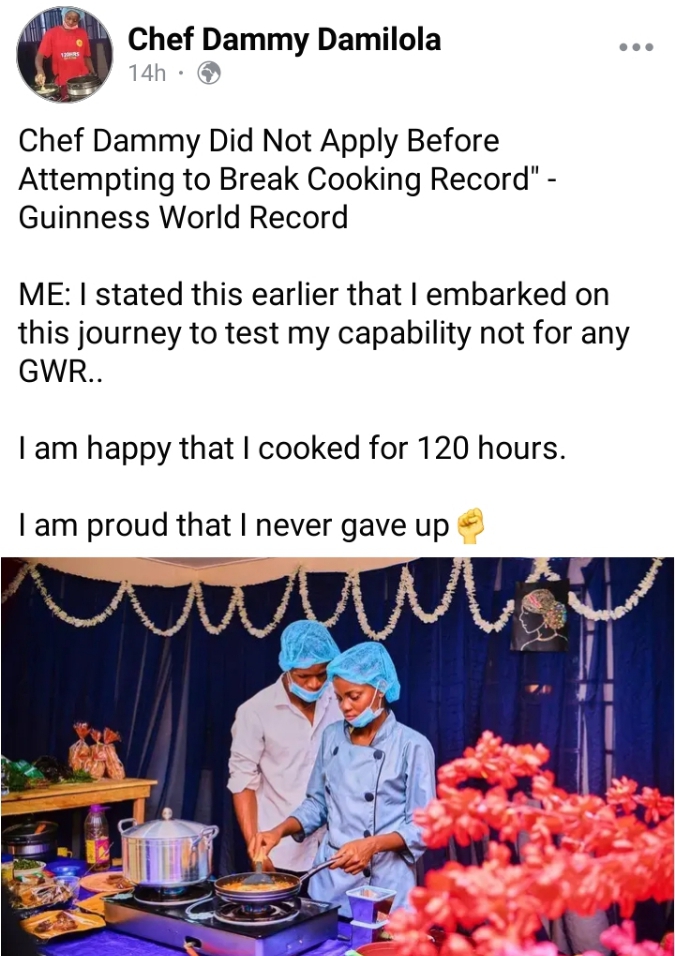 Chef Dammy Reacts As Guinness World Records Denies Approving Her Cook-A-Thon