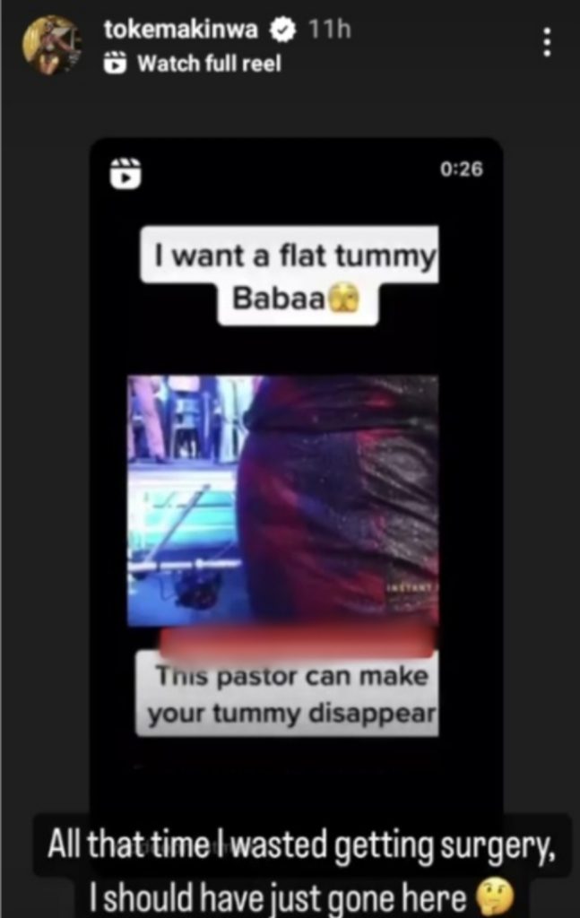I Should've Gone To This Pastor For "Flat Tummy" Instead Of Wasting Time On Surgery - Toke Makinwa [Video]
