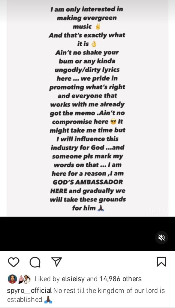 I'm God's Ambassador, I Won't Make Ungodly Music Or Use Dirty Lyrics - Spyro