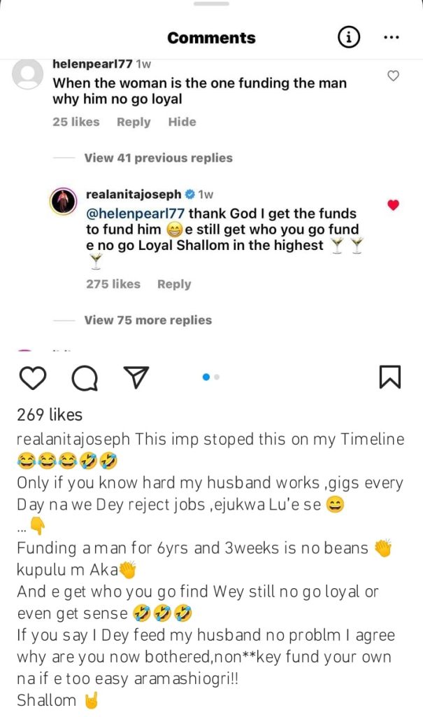 "I've Been Funding My Husband For 6 Years And 3 Weeks" - Anita Joseph Replies Critic