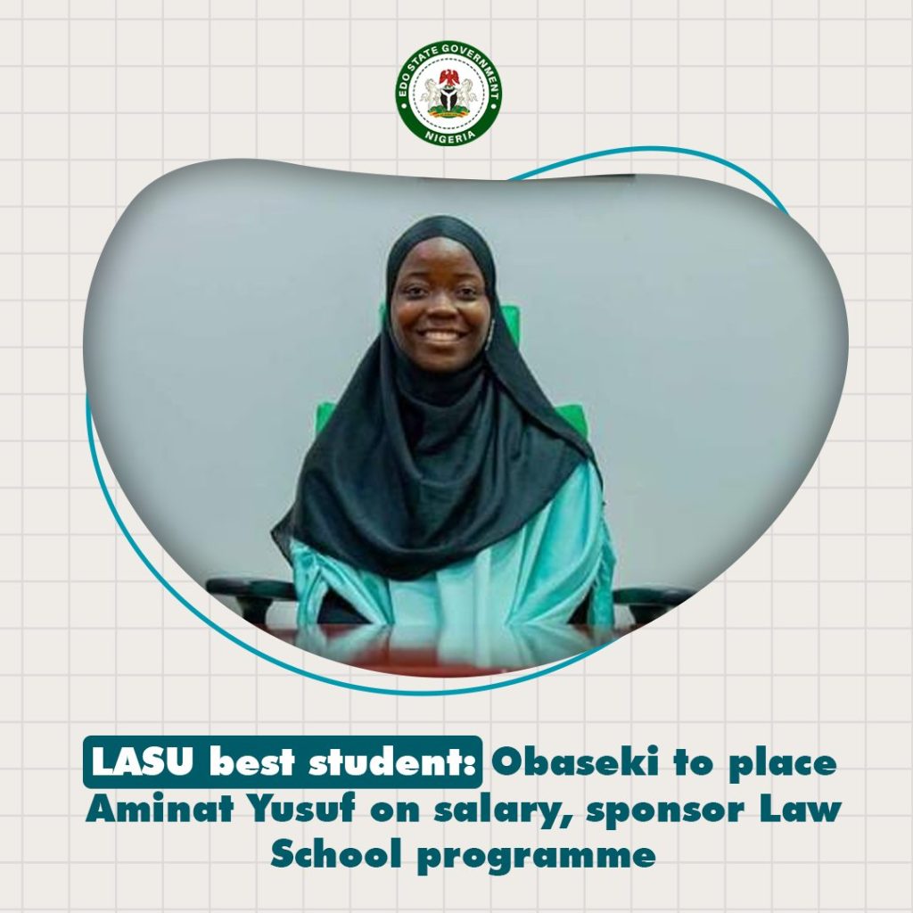 Obaseki Places LASU Best Student, Yusuf Aminat On N200k Salary, Sponsors Law School Programme 3