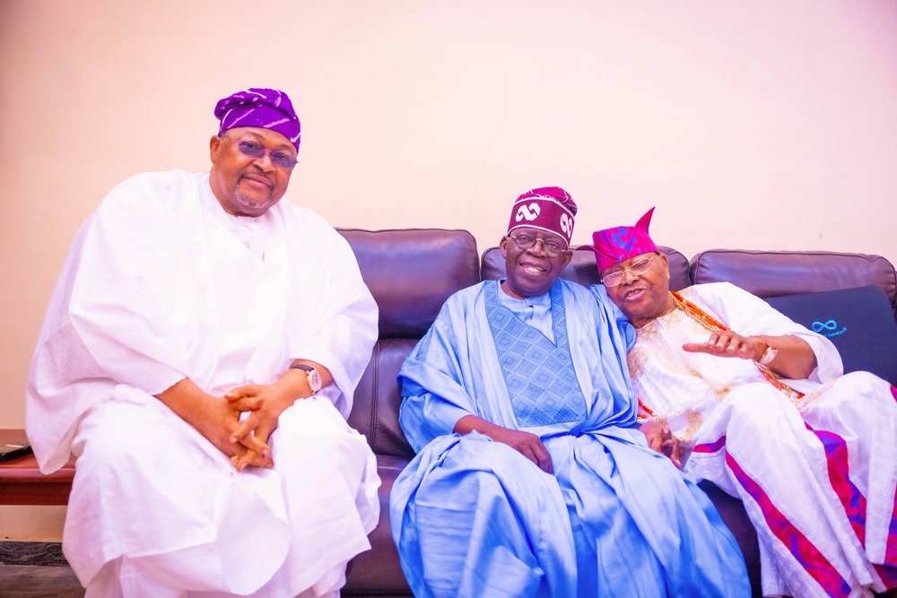 President Bola Tinubu at the palace of the paramount ruler of Ijebuland, Oba Sikiru Adetona (R) in Ogun State on June 29, 2023. Photo: Nosa Asemota