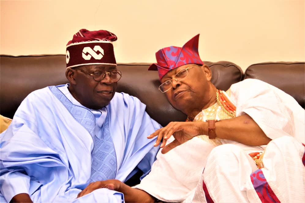 President Bola Tinubu with Awujale of Ijebu-ode & Paramount Ruler of Ijebuland, Oba Sikiru Adetona, during the President's visit to the top traditional ruler on Thursday