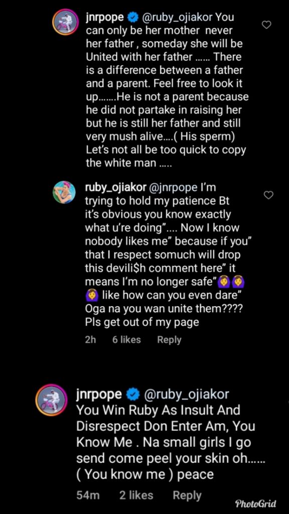 “You Can Only Be A Mother" - Ruby Ojiakor And Junior Pope Clashes Over Her Father’s Day Post