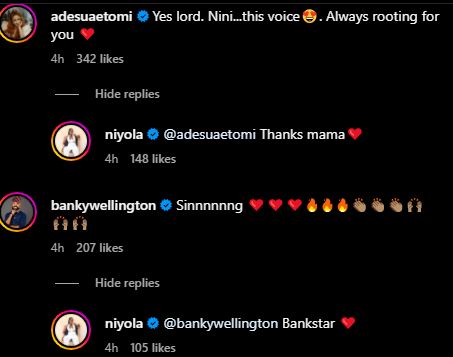 Adesua Etomi's Comment On Niyola's Post Amidst Alleged Sexual Affairs With Banky W