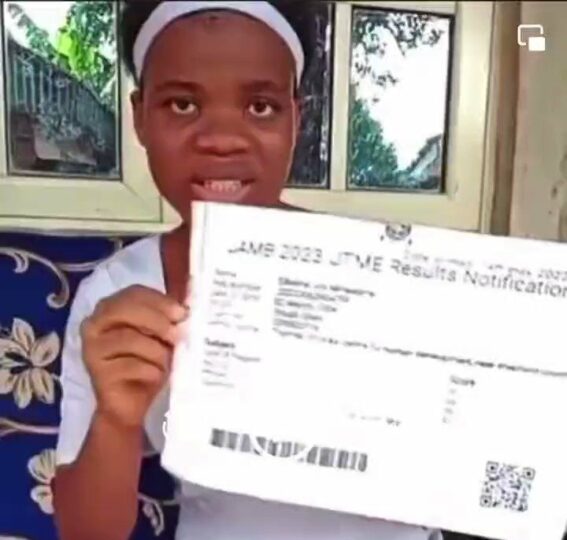 Screenshot from a video Mmesoma shared on social media insisting her JAMB result is authentic.