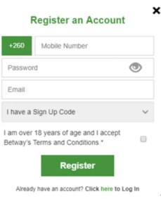 Betway Zambia Register