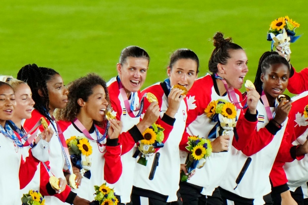 Soccer medal ceremony