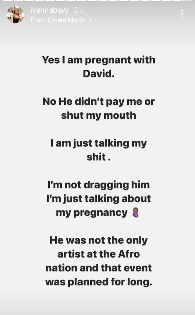 “He Didn’t Pay Me To Shut Up” - Davido’s Alleged Pregnant Side Chick, Ivanna Bay Clears Air