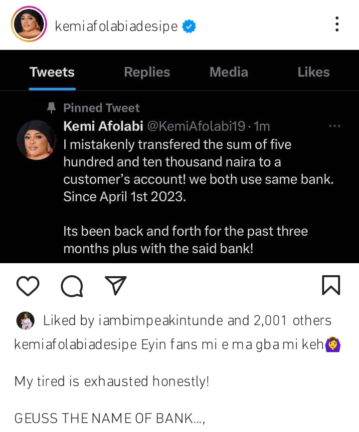 Kemi Afolabi Cries Out After She Mistakenly Transferred Over N500,000 To GT Bank Customer [Video]