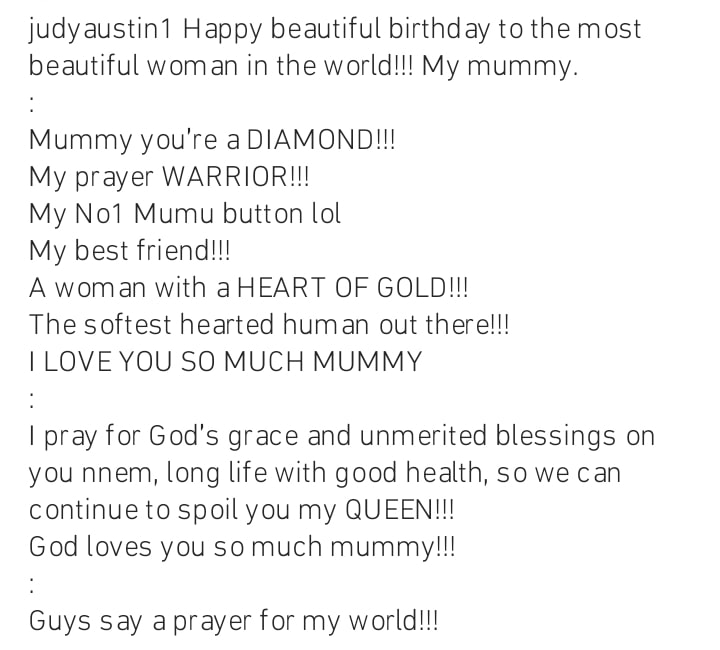 “Na This Woman Born Olosho” - Netizens Troll Judy Austin’s Mother On Her Birthday