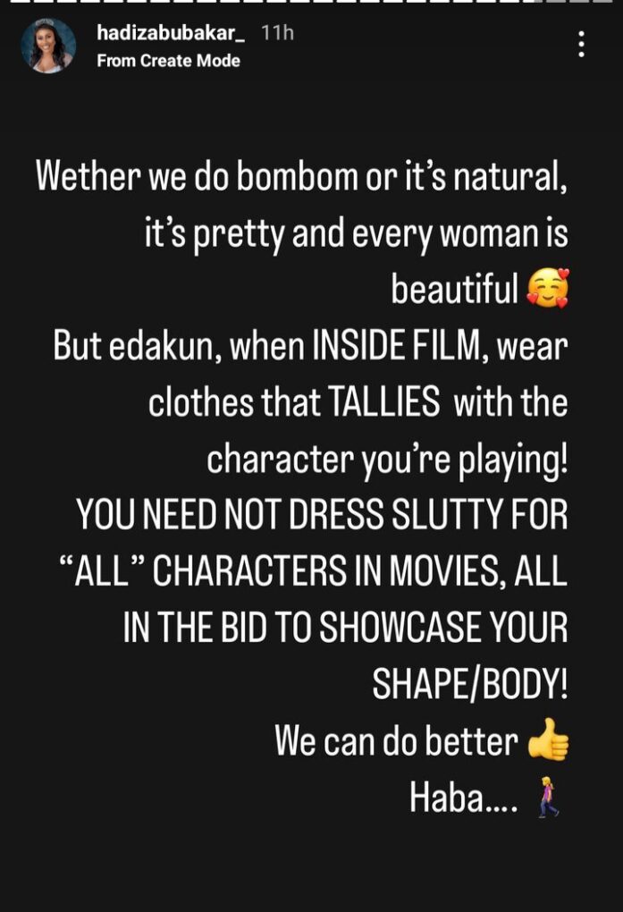 "Stop Dressing 'Slutty' In All Movies" - Actress Hadiza Abubakar Tell Her Colleagues