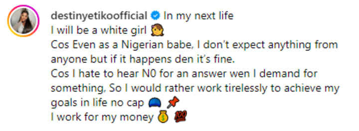 Why I Want To Come Back As White Woman In My Next Life - Destiny Etiko [Video] 