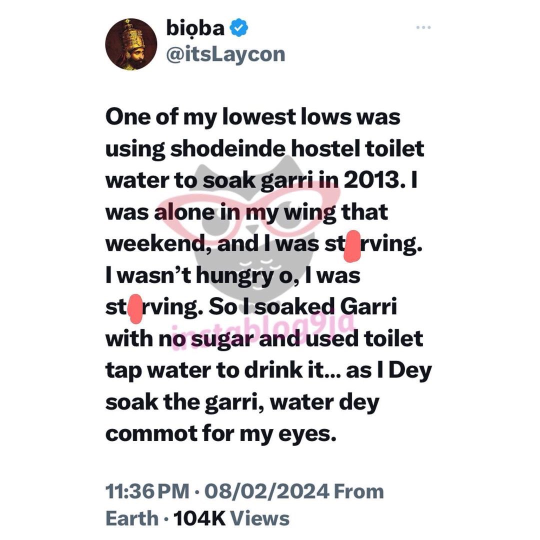 "I Once Used Toilet Water To Drink Garri” – Laycon Recounts His Past Struggle