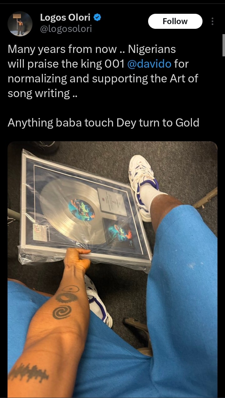 "Many Years From Now, Nigerians Will Praise Davido's For Normalizing Songwriting" – Logos Olori