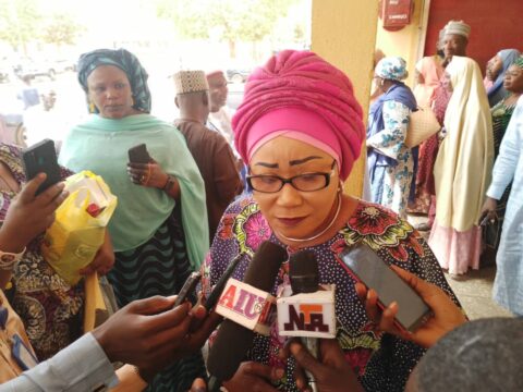 Dr (Mrs) Uche Uba, the representative of the Minister of Education addressing the Press at the event