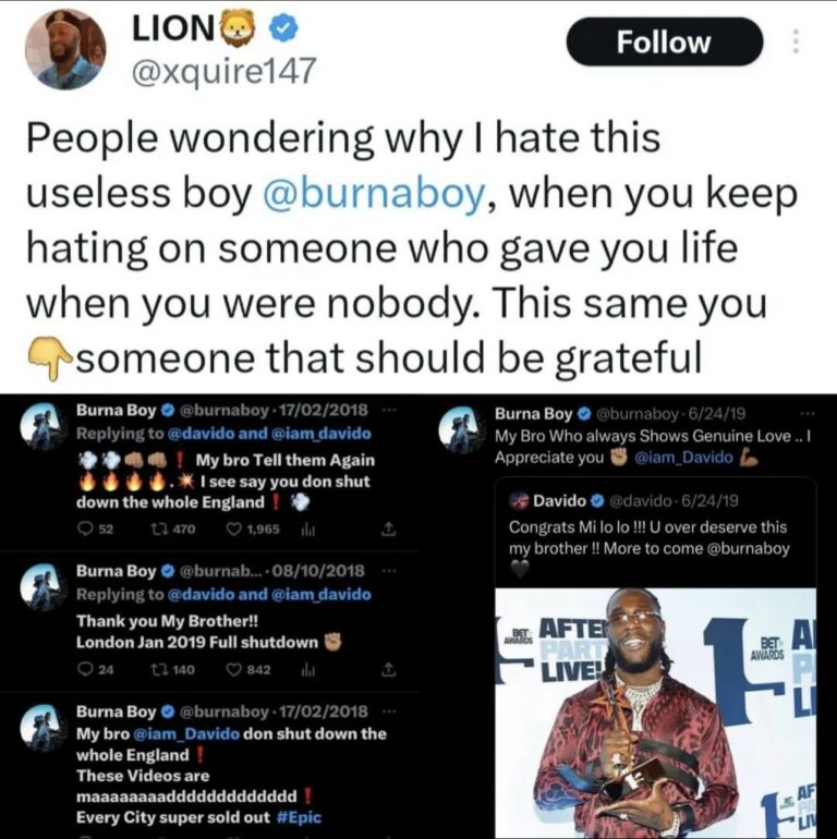 "Your Oga Na P*ssy" - Burna Boy Takes Aim At Davido Over Fan's Comment