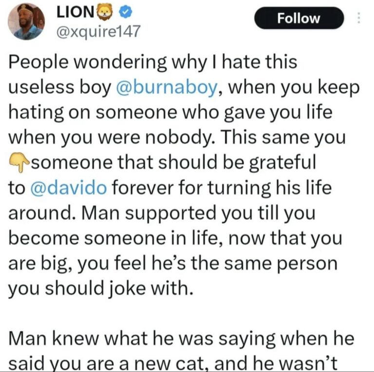 "Your Oga Na P*ssy" - Burna Boy Takes Aim At Davido Over Fan's Comment