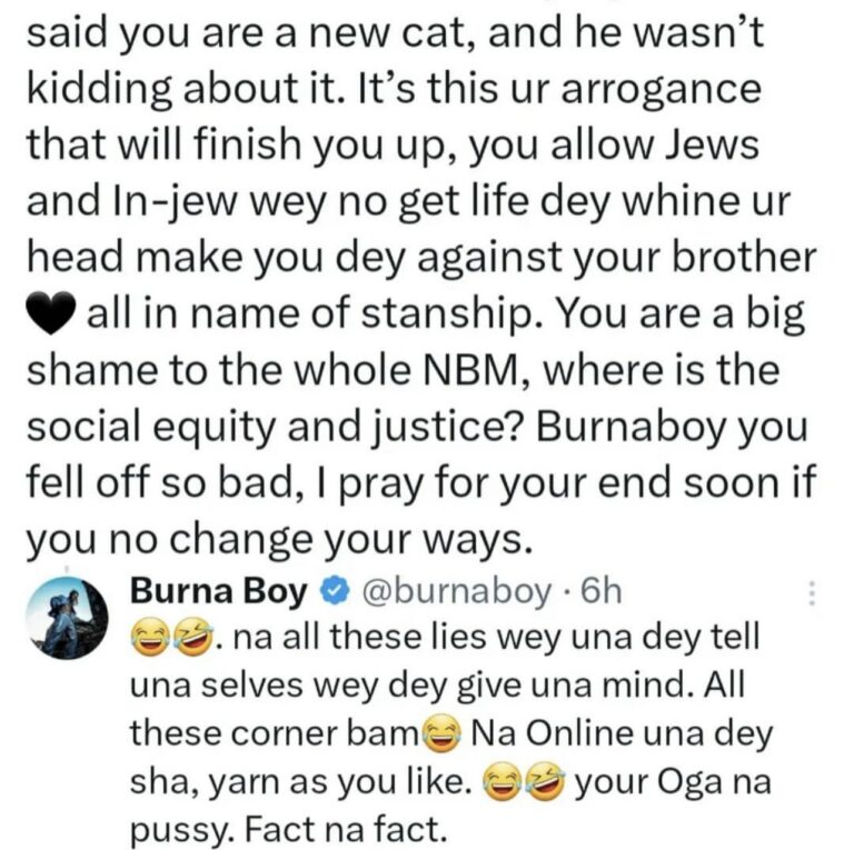 "Your Oga Na P*ssy" - Burna Boy Takes Aim At Davido Over Fan's Comment