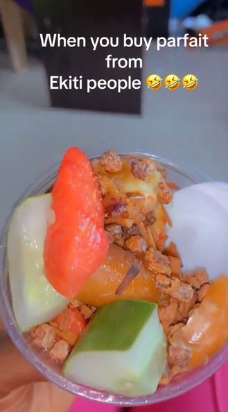 Unsatisfied Customer Shares Content Of The Parfait She Bought In Ekiti (Video)