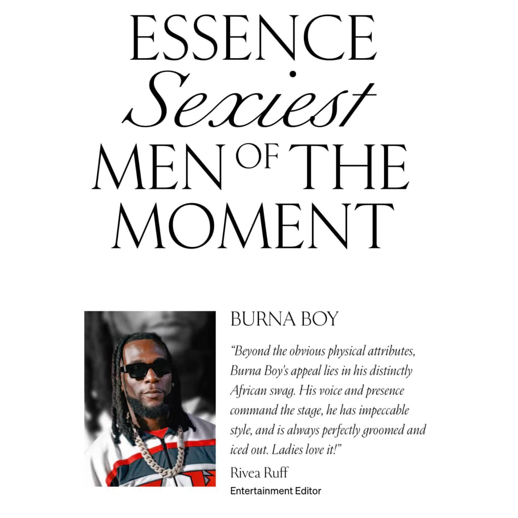 Burna Boy Named Among 'World's Sexiest Men' By Essence Magazine