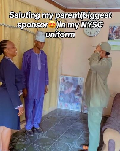 Corps Member Honors Parents In Emotional Salute As She Concludes NYSC (Video)