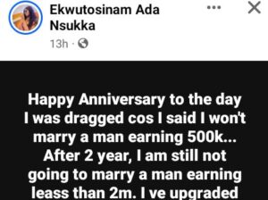 I Won’t Marry A Man Earning Less Than N2M – Nigerian Lady Says
